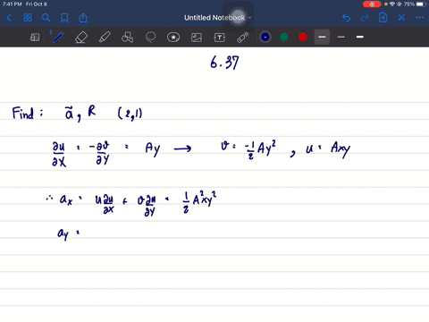 the-x-component-of-velocity-in-a-two-dimensional-incompressible-flow-field-is-given-by-ua-x-y-the-co