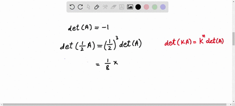 if-a-3-by-3-matrix-has-det-a-1-find-operatornamedetleftfrac12-aright-operatornamedet-a-operatornamed