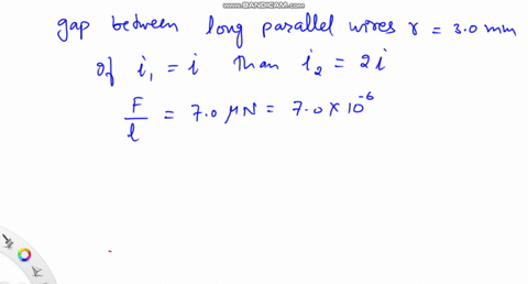 two-long-parallel-wires-are-separated-by-30-mathrmmm-the-current-flowing-in-one-of-the-wires-is-tw-2