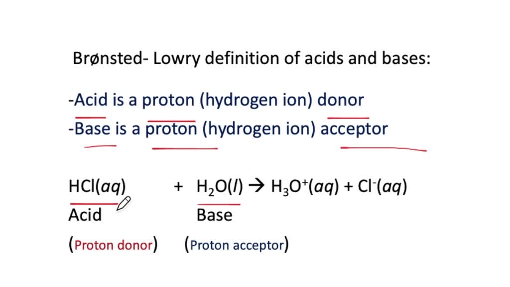 SOLVED:Restate the Bronsted-Lowry definitions of acids and bases and ...