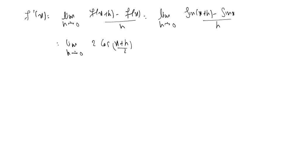 Solvedfind The Derivative Of Yfxsinx Using First Principles 7035