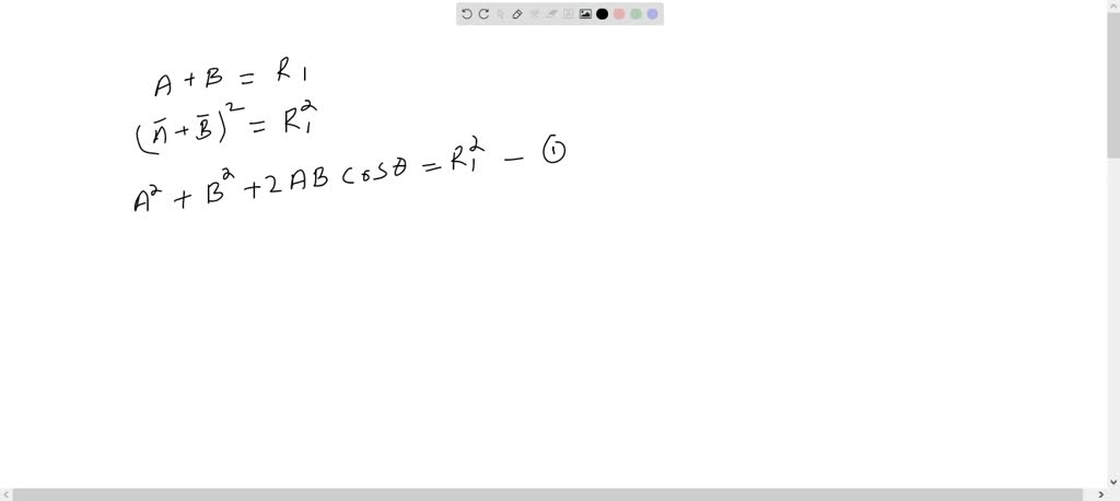 SOLVED:The Resultant Ol A⃗ And B⃗ Is R⃗1. On Reversing The Vector B⃗ ...