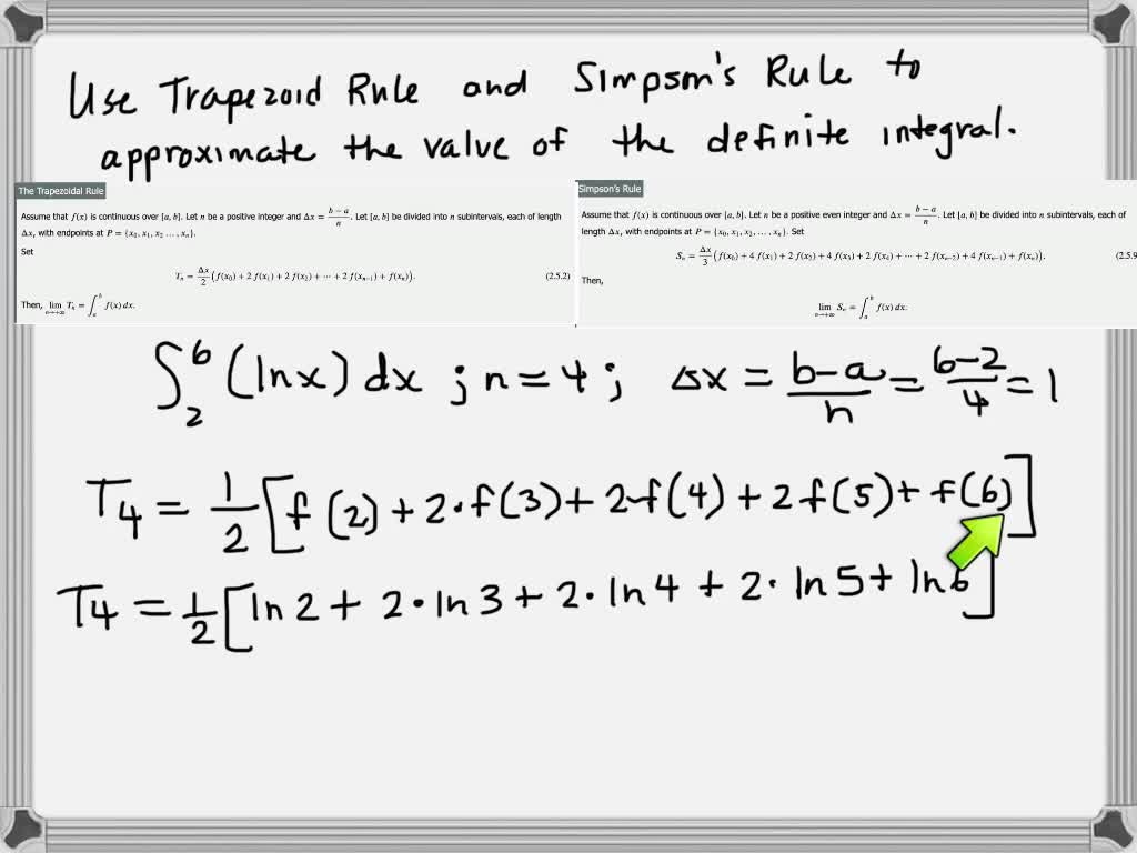 ⏩SOLVED:Use the Trapezoidal Rule and Simpson's Rule to approximate ...
