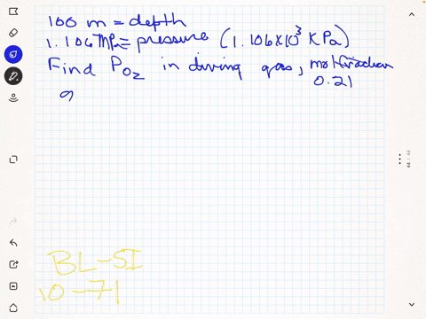 at-an-underwater-depth-of-100-mathrmm-the-pressure-is-1106-mathrmmpa-what-should-the-partial-press-2