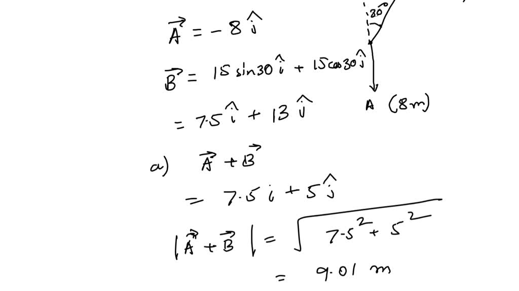 For the vectors A⃗ and B⃗ in Fig. E1.22, use a scale drawing to find ...