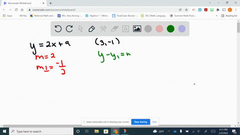 find-the-equation-of-the-line-perpendicular-to-y2-x9-and-passing-through-3-1