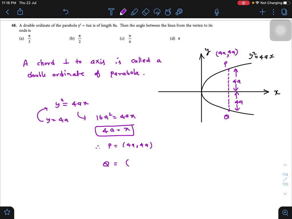 solved-a-double-ordinate-of-the-parabola-y-2-4-a-x-is-of-length-8-a