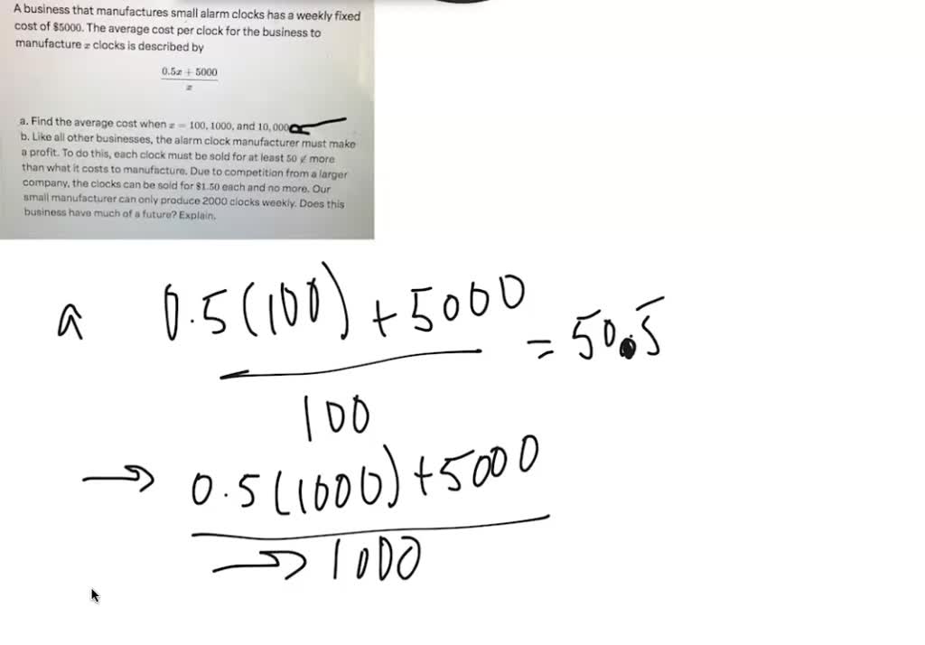 A company manufactures and sells digital clocks. The fixed costs of