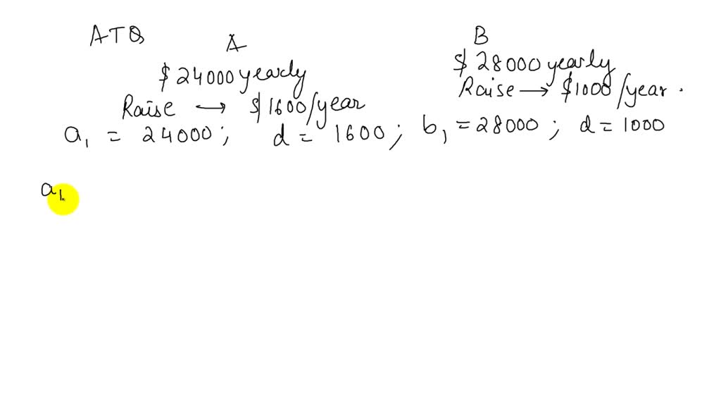 SOLVED:Company A pays 24,000 yearly with raises of 1600 per year ...