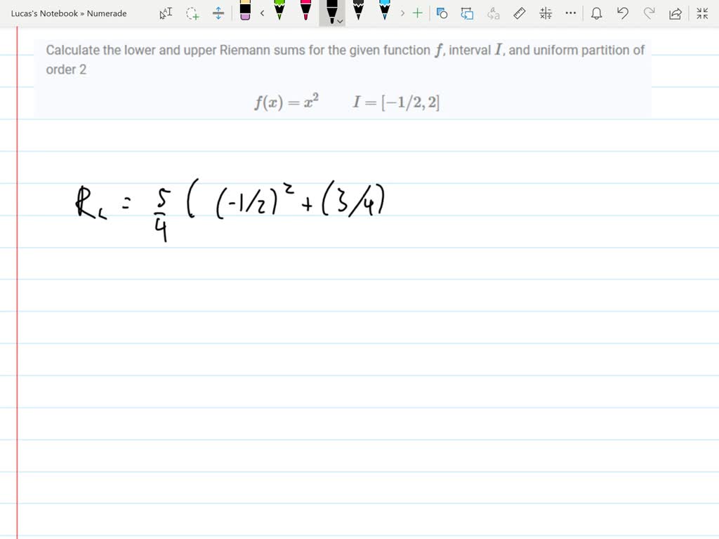 Solved Calculate The Lower And Upper Riemann Sums For The Given Function F Interval I And