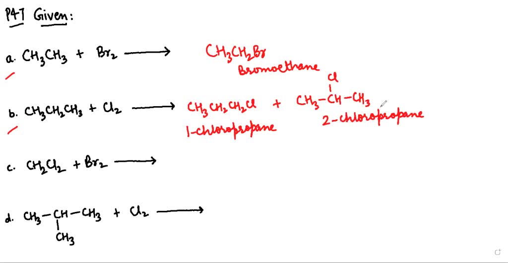 SOLVED:List all the possible products for each alkane substitution ...