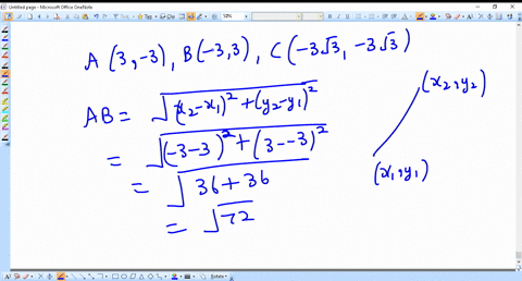 if-the-vertices-of-a-triangle-are-mathrma3-3-mathrmb-33-and-mathrmc-3-sqrt3-3-sqrt3-then-the-distanc
