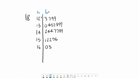 SOLVED:Determine the original set of data. The stem represents the ones ...