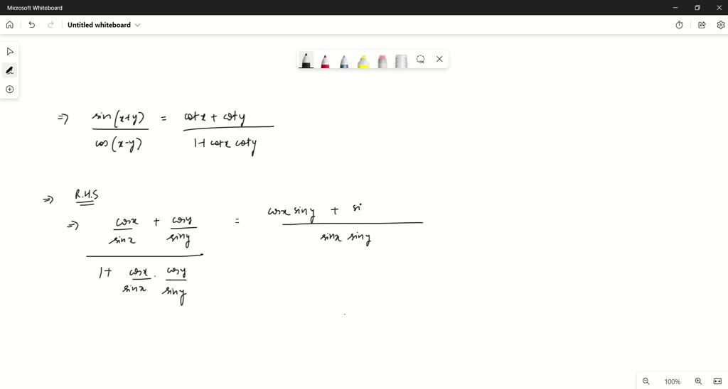 SOLVEDVerify that each equation is an identity. (sin(x+y))/(cos(xy