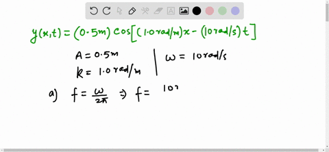 a-wave-on-a-string-is-described-by-the-equation-yx-t-05-mathrmm-cos-10-mathrmrad-mathrmm-mathrmx-10-