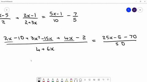 fracx-52frac2-x-123-xfrac5-x-110-frac75