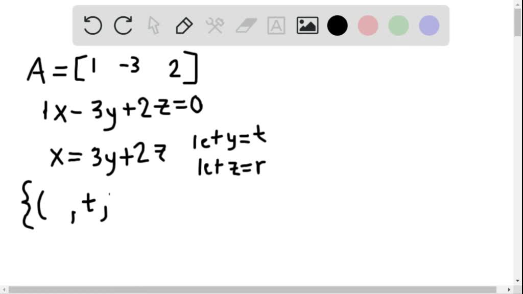SOLVED:Determine a spanning set for the null space of the given matrix ...