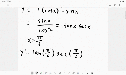 find-an-equation-of-the-tangent-line-at-the-point-indicated-ysec-x-quad-xfracpi6