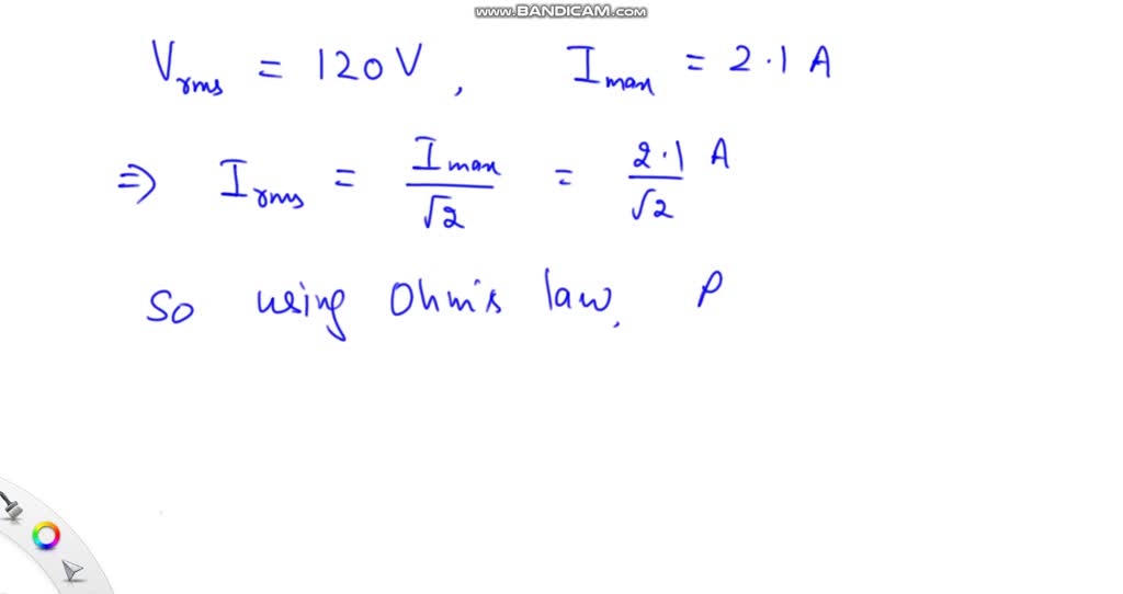 SOLVEDAn rms voltage of 120 V produces a maximum current of 2.1 A in a certain resistor. Find