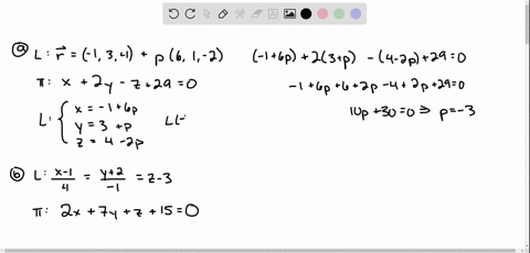 for-the-following-determine-points-of-intersection-between-the-given-line-and-plane-if-any-exist-a-l