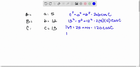 use-the-law-of-cosines-to-find-the-remaining-sides-and-angles-if-possible-a5-b12-c13