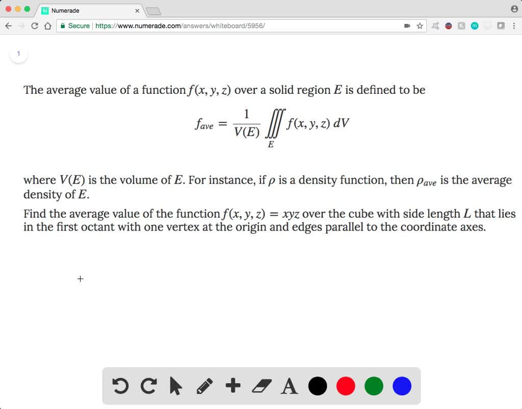 Solved The Average Value Of A Function F X Y Z