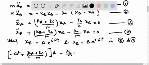 two-harmonic-oscillators-a-and-b-of-mass-m-and-spring-constants-k_a-and-k_b-respectively-are-coupled