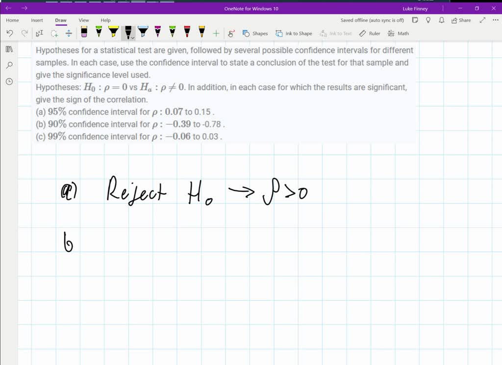 Using Sign In Statistics SOLVED:Hypotheses for a statistical test are given, followed by several ...