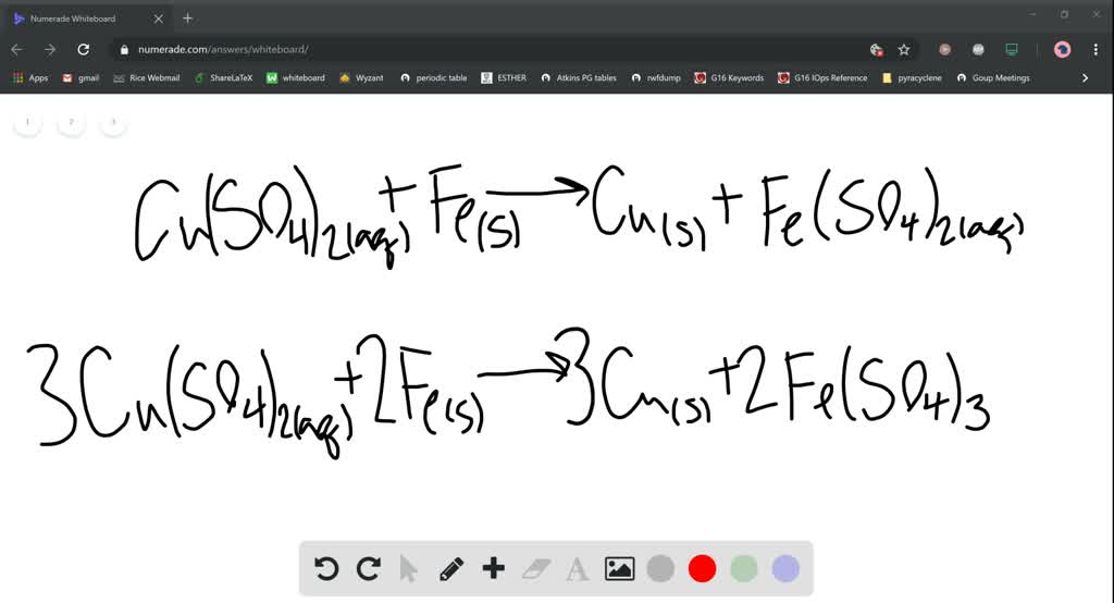SOLVEDConsider reacting copper(II) sulfate with iron. Two possible