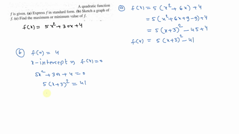 SOLVED:A quadratic function f is given. a. Express f in standard form ...