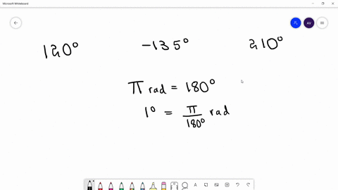 find-the-exact-radian-measure-of-the-angle-a-120circ-b-135circ-c-210circ