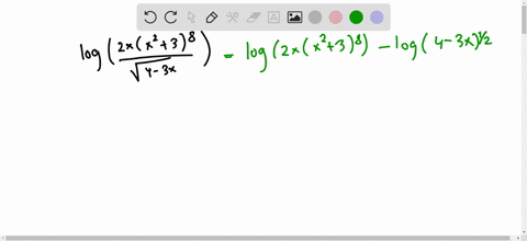 SOLVED:Write the logarithm as a sum or difference of logarithms ...