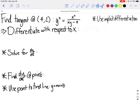 find-the-equations-of-the-tangent-lines-to-the-following-curves-at-the-indicated-points-y2fracx2x--4
