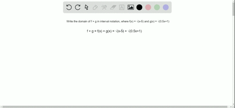 use-interval-notation-to-write-each-domain-the-domain-of-fg-if-fxsqrtx-5-and-gxsqrtfrac12-x1