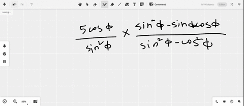 simplify-and-check-using-a-graphing-calculator-frac5-cos-phisin-2-phi-cdot-fracsin-2-phi-sin-phi-cos