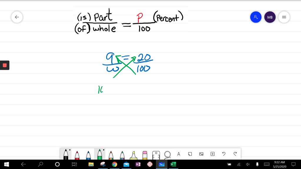 solved-use-the-percent-proportion-to-solve-each-problem-9-is-20-of