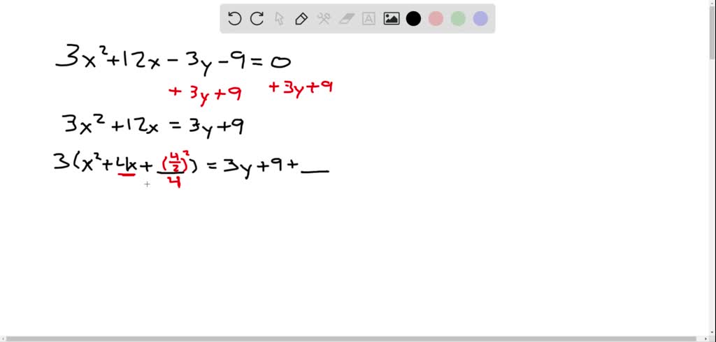 SOLVED:Use completing the square to rewrite the equation in one of the ...