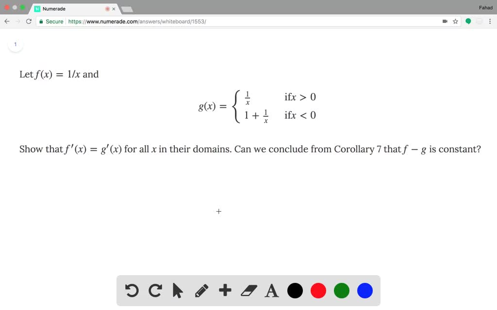 Solved Let F X 1 X And G X Left Begin Array Ll Frac 1 X Mbox If X 0 1 Frac 1 X Mbox If