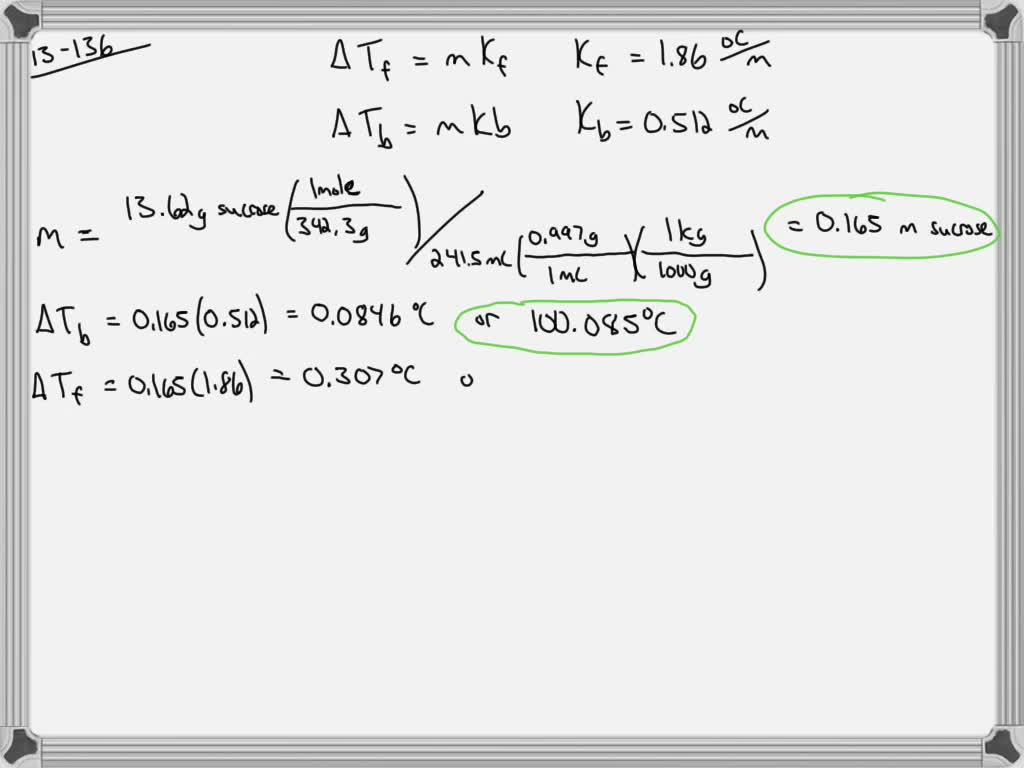 SOLVED:Calculate the expected boiling and freezing point for the ...