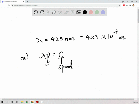a-photon-of-violet-light-has-a-wavelength-of-423-mathrmnm-calculate-a-the-frequency-b-the-energy-in-