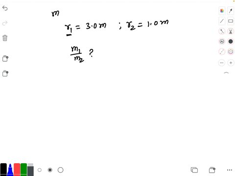 two-point-masses-are-located-in-the-same-plane-the-distance-from-mass-1-to-the-center-of-mass-is-3-2