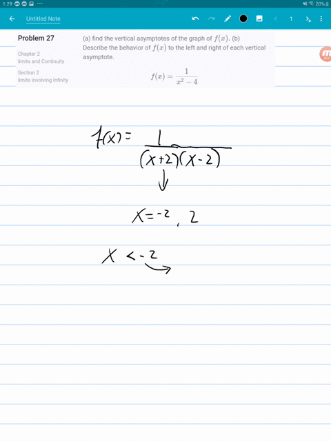 a-find-the-vertical-asymptotes-of-the-graph-of-fx-b-describe-the-behavior-of-fx-to-the-left-and-righ