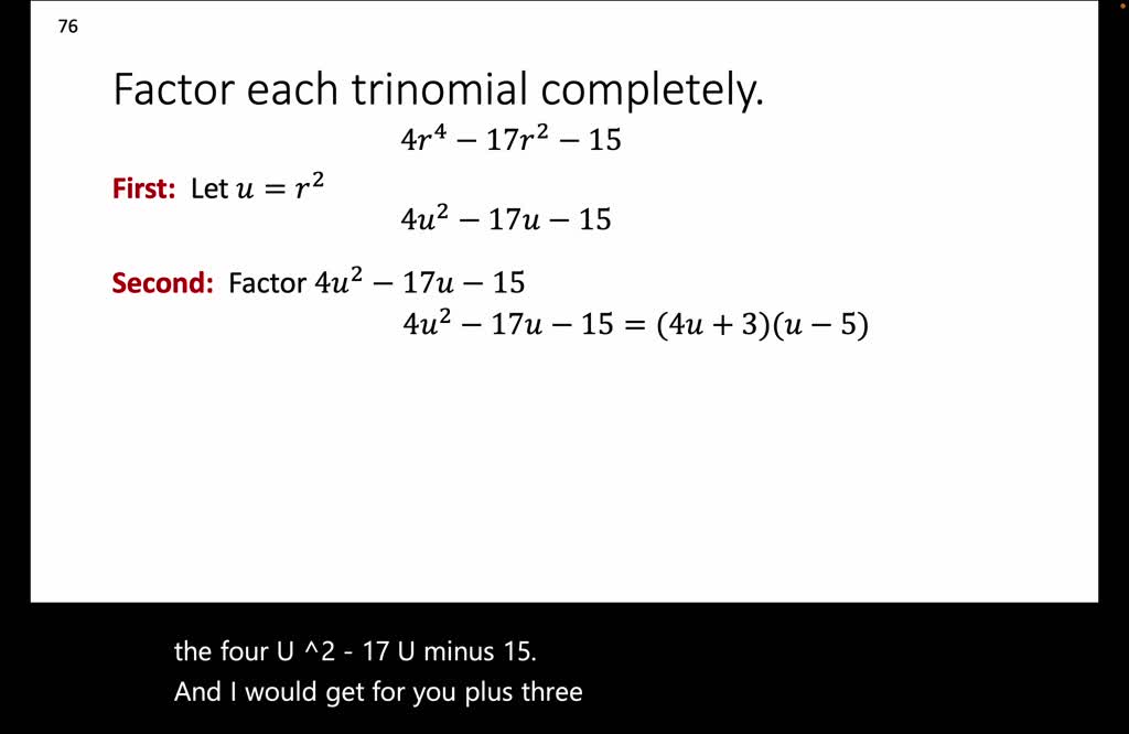 SOLVED:Factor Each Trinomial Completely. See Examples 1 Through 7. 4 R ...