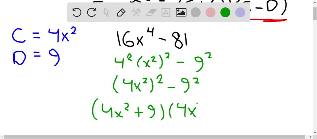 SOLVED:Factor the difference of two squares. 16 x^{4}-81