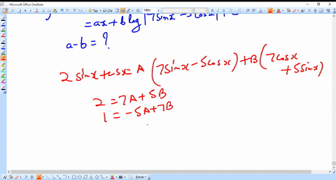 if-int2-sin-xcos-x-7-sin-x-5-cos-x-d-x-a-xb-log-7-sin-x-5-cos-xc-then-a-b-a-4-37-b-4-37-c-8-37-d-8-3