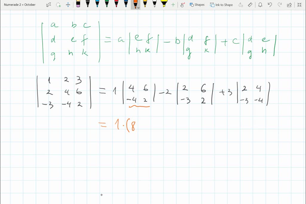 Solved Calculate The 3 ×3 Determinant 1 2 3 2 4 6 3 4 2