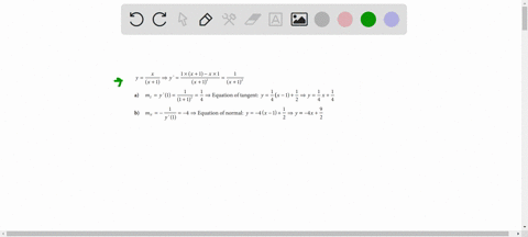find-the-equation-of-a-the-tangent-and-b-the-normal-to-the-curve-at-the-given-point-yfracxx1-text-at