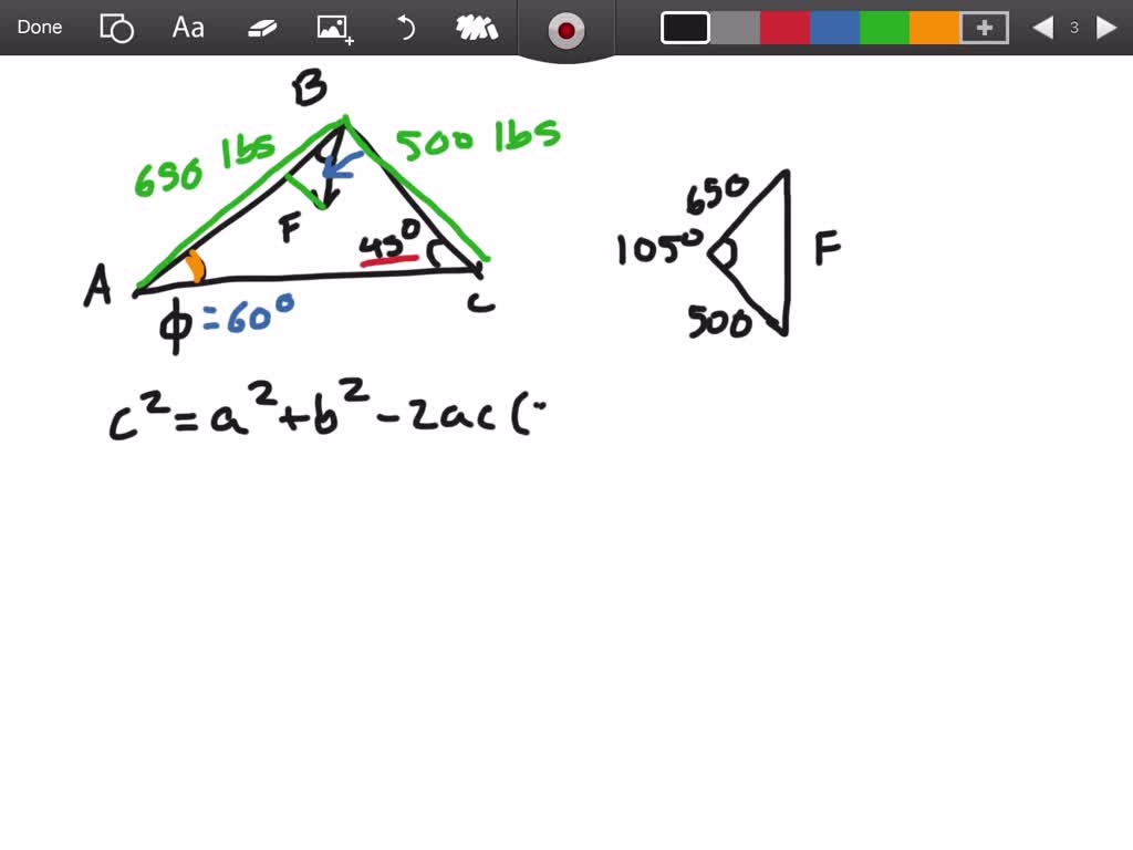 Force 𝐅 acts on the frame such that its component acting along member A ...