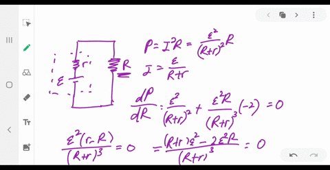 a-load-resistor-r-is-attached-to-a-battery-of-emf-mathcale-and-internal-resistance-r-for-what-value-