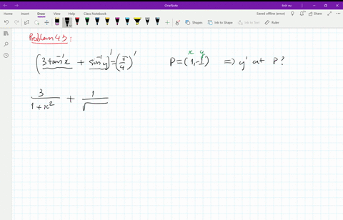 use-implicit-differentiation-to-find-fracd-yd-x-at-the-given-point-p-3-tan-1-xsin-1-yfracpi4-quad-p1